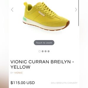 Vionic Curran Breilyn Yellow Sneakers